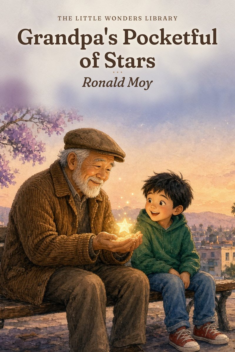 Cover art for Grandpa's Pocketful of Stars, a picture book in the works by Ronald Moy