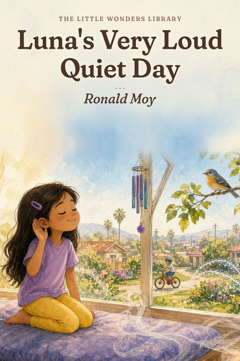 Cover art for Luna's Very Loud Quiet Day, a picture book in the works by Ronald Moy