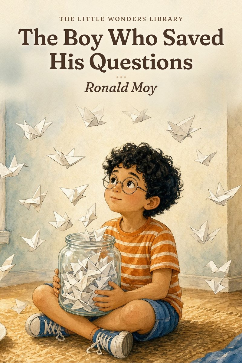 Cover art for The Boy Who Saved His Questions, a picture book in the works by Ronald Moy