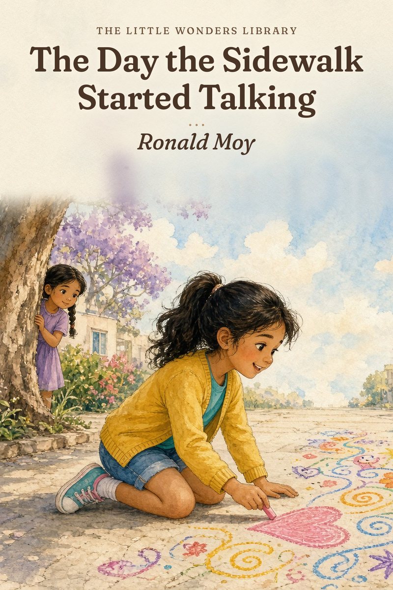 Cover art for The Day the Sidewalk Started Talking, a picture book in the works by Ronald Moy