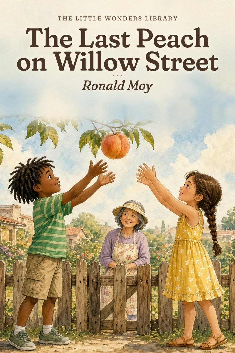 Cover art for The Last Peach on Willow Street, a picture book in the works by Ronald Moy