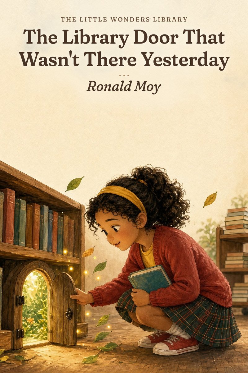 Cover art for The Library Door That Wasn't There Yesterday, a picture book in the works by Ronald Moy
