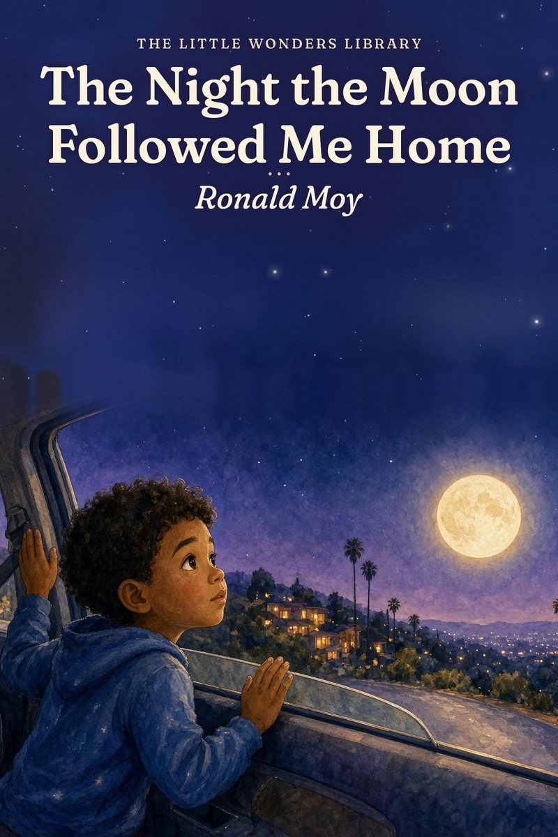 Cover art for The Night the Moon Followed Me Home, a picture book in the works by Ronald Moy